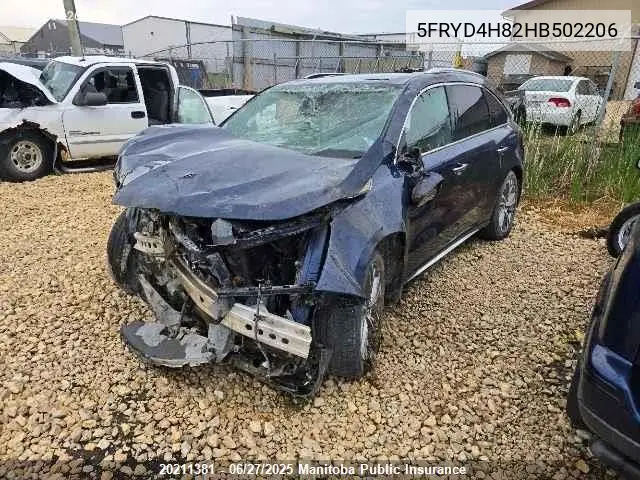2017 Acura Mdx Elite VIN: 5FRYD4H82HB502206 Lot: 20211381