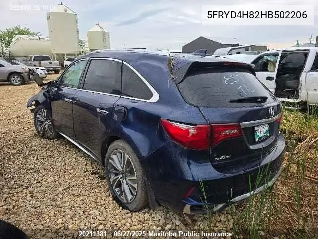 2017 Acura Mdx Elite VIN: 5FRYD4H82HB502206 Lot: 20211381
