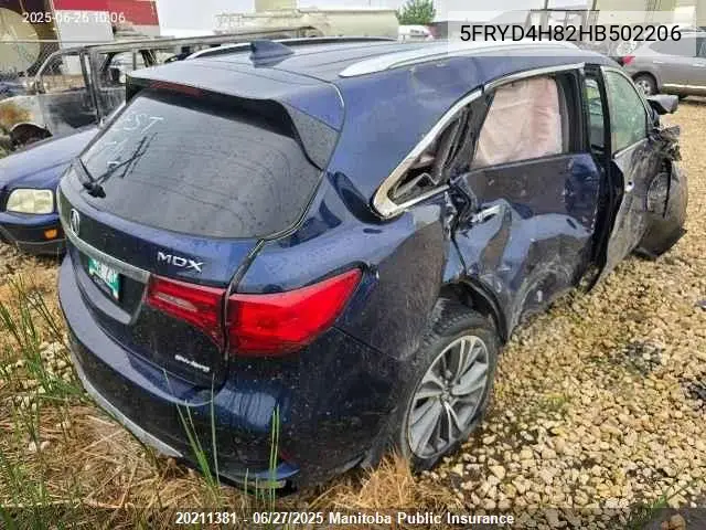 2017 Acura Mdx Elite VIN: 5FRYD4H82HB502206 Lot: 20211381