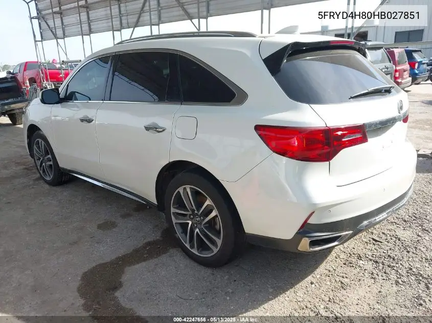2017 Acura Mdx Advance Package VIN: 5FRYD4H80HB027851 Lot: 42247656
