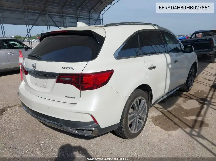 2017 Acura Mdx Advance Package VIN: 5FRYD4H80HB027851 Lot: 42247656