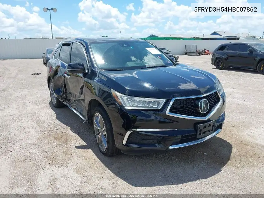 2017 Acura Mdx Technology Package VIN: 5FRYD3H54HB007862 Lot: 42507364