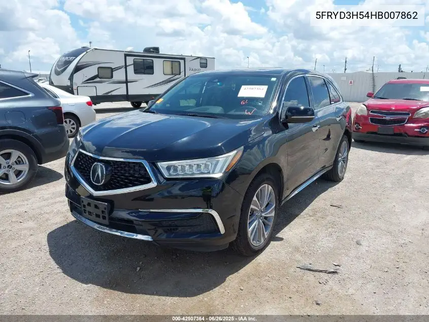 2017 Acura Mdx Technology Package VIN: 5FRYD3H54HB007862 Lot: 42507364