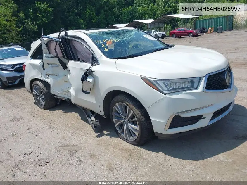 2017 Acura Mdx Technology Package VIN: 5FRYD4H54HB026997 Lot: 42551682