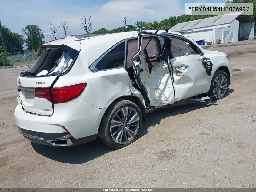 2017 Acura Mdx Technology Package VIN: 5FRYD4H54HB026997 Lot: 42551682