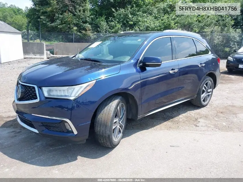 2017 Acura Mdx Advance Package VIN: 5FRYD4H8XHB041756 Lot: 42557688