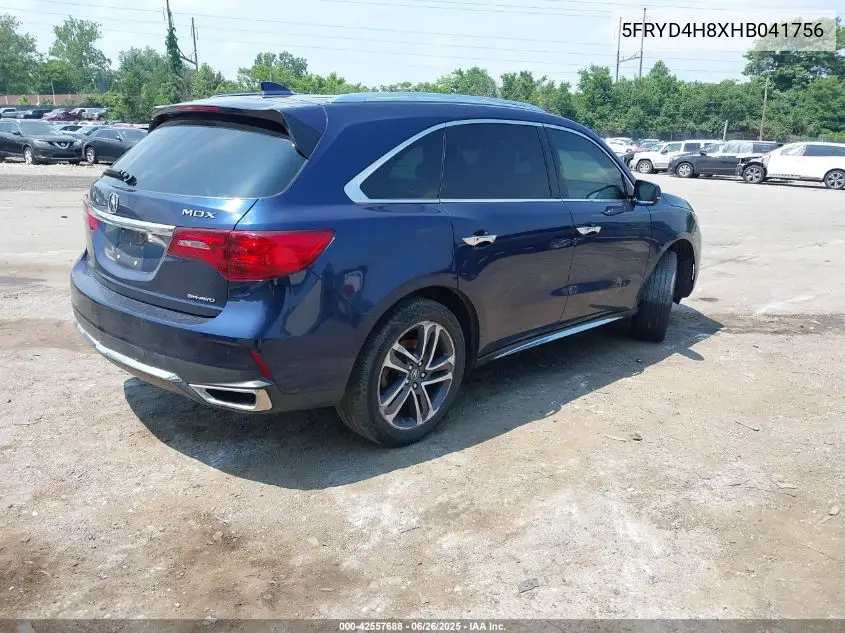 2017 Acura Mdx Advance Package VIN: 5FRYD4H8XHB041756 Lot: 42557688