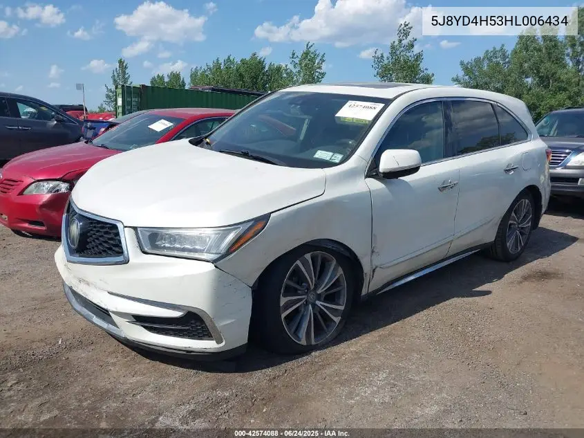 2017 Acura Mdx Technology Package VIN: 5J8YD4H53HL006434 Lot: 42574088