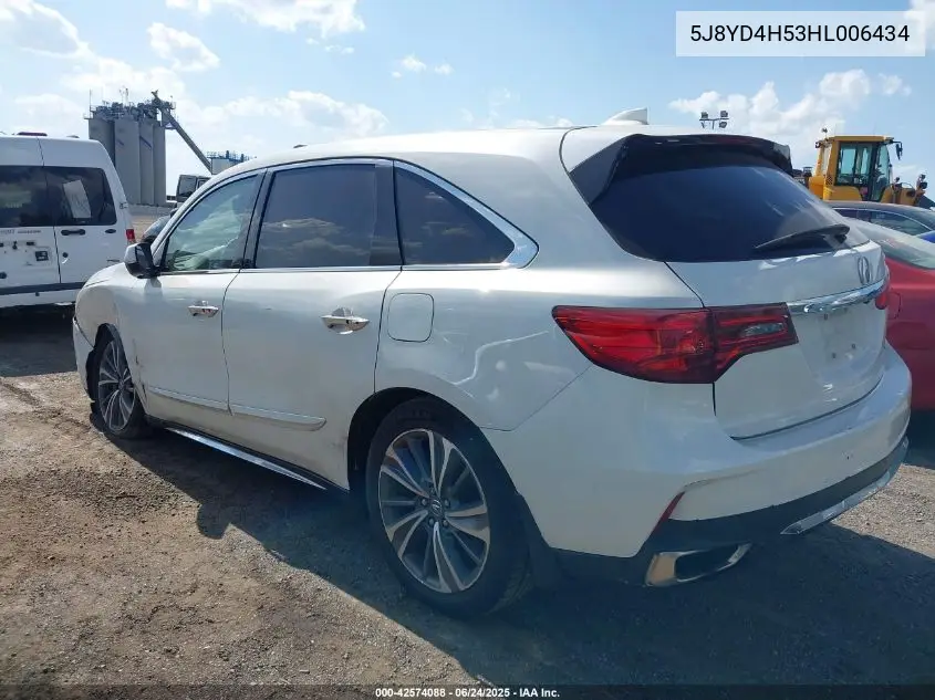 2017 Acura Mdx Technology Package VIN: 5J8YD4H53HL006434 Lot: 42574088