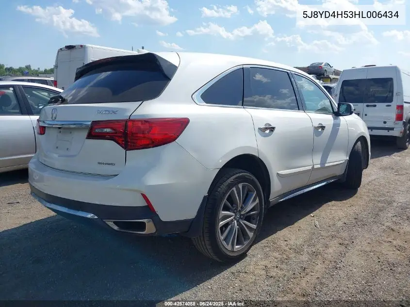 2017 Acura Mdx Technology Package VIN: 5J8YD4H53HL006434 Lot: 42574088