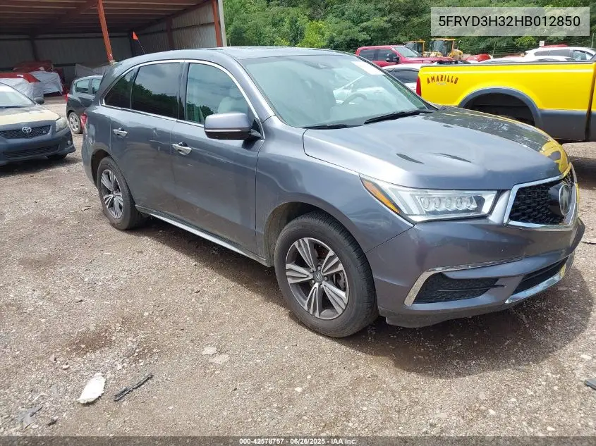 2017 Acura Mdx VIN: 5FRYD3H32HB012850 Lot: 42578757