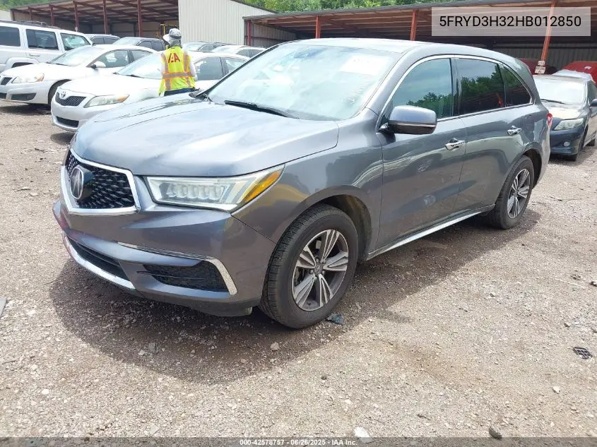 2017 Acura Mdx VIN: 5FRYD3H32HB012850 Lot: 42578757