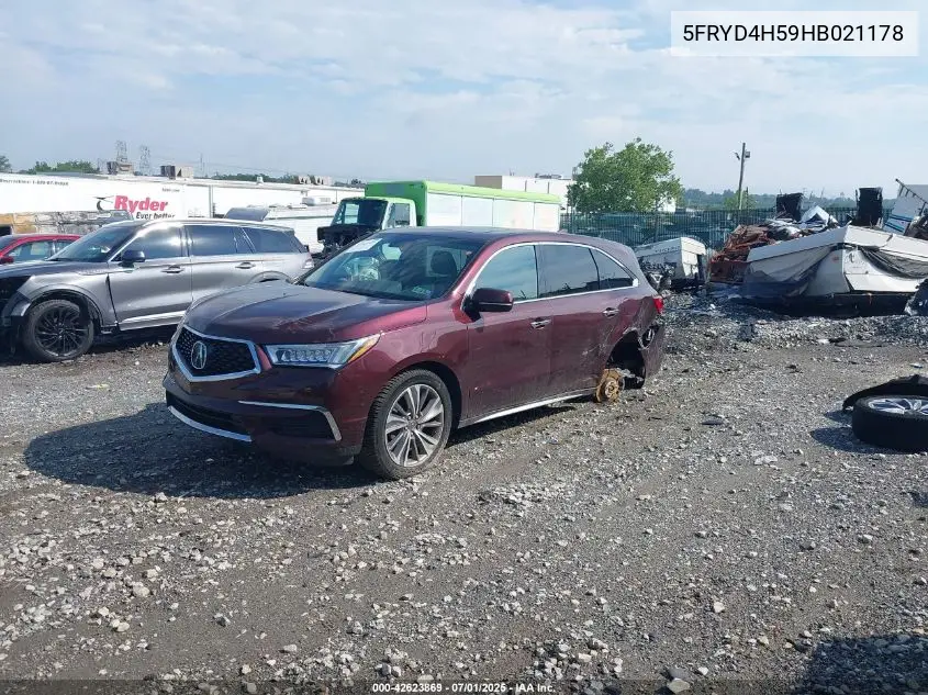 2017 Acura Mdx Technology Package VIN: 5FRYD4H59HB021178 Lot: 42623869