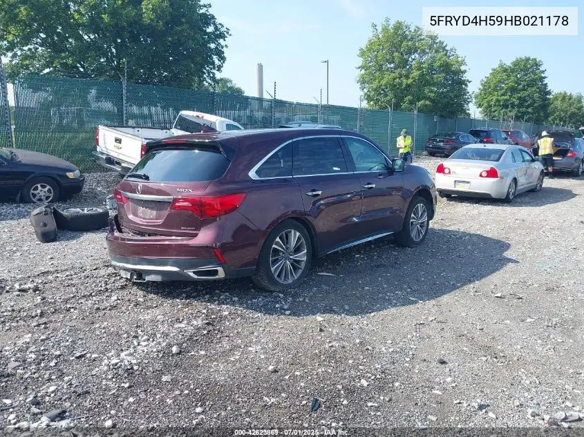 2017 Acura Mdx Technology Package VIN: 5FRYD4H59HB021178 Lot: 42623869