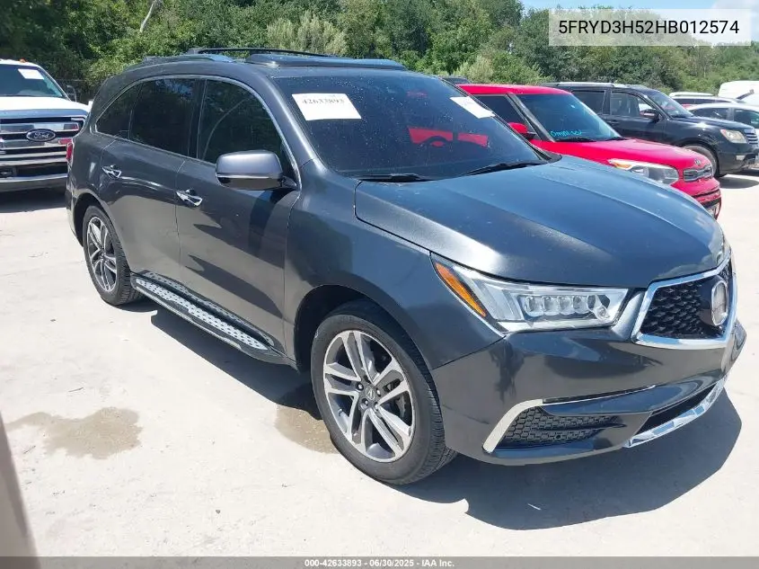 2017 Acura Mdx Technology Package VIN: 5FRYD3H52HB012574 Lot: 42633893
