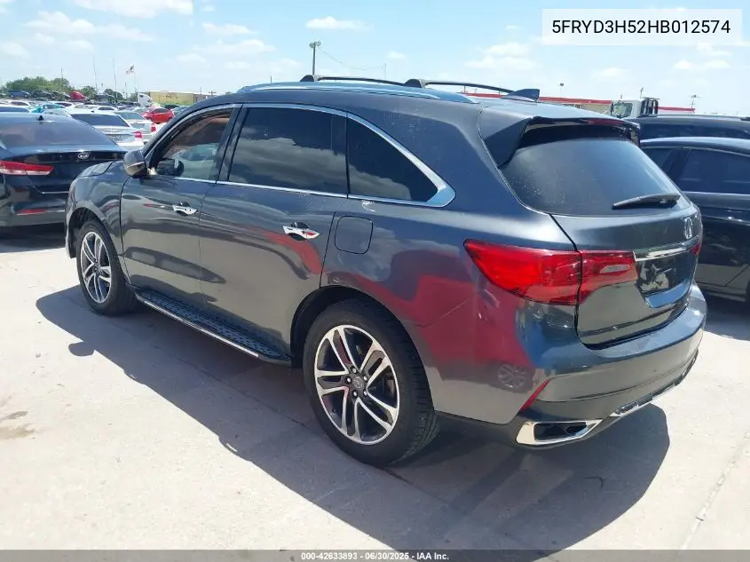 2017 Acura Mdx Technology Package VIN: 5FRYD3H52HB012574 Lot: 42633893