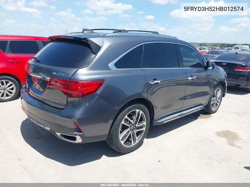 2017 Acura Mdx Technology Package VIN: 5FRYD3H52HB012574 Lot: 42633893