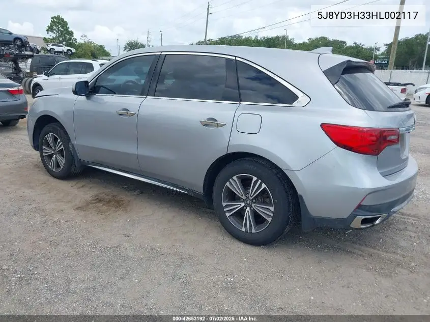 2017 Acura Mdx VIN: 5J8YD3H33HL002117 Lot: 42653192