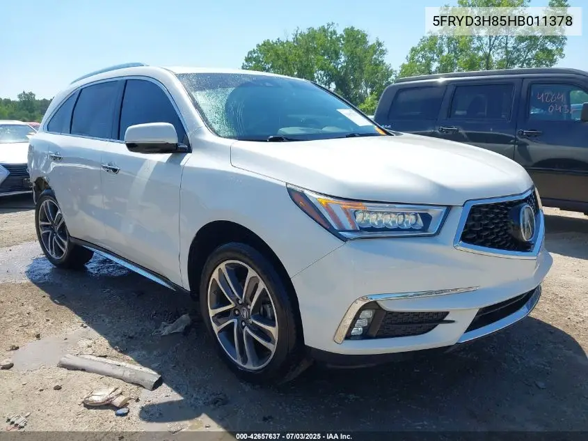 2017 Acura Mdx Advance Package VIN: 5FRYD3H85HB011378 Lot: 42657637