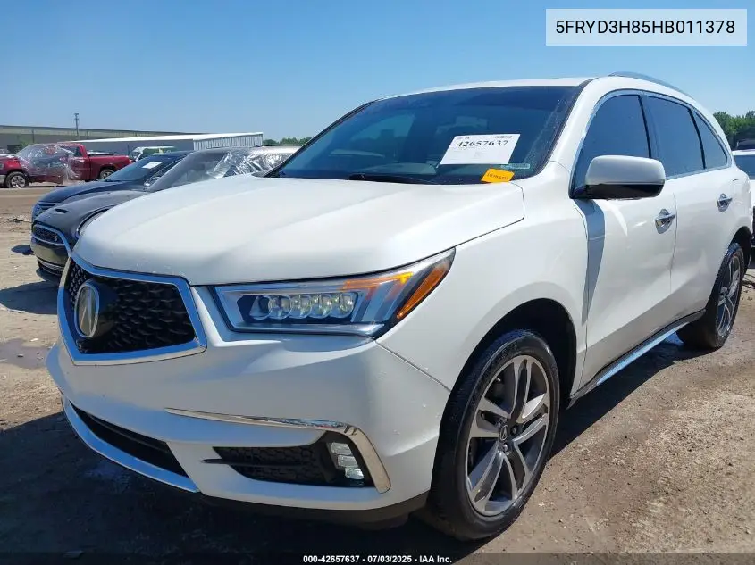 2017 Acura Mdx Advance Package VIN: 5FRYD3H85HB011378 Lot: 42657637