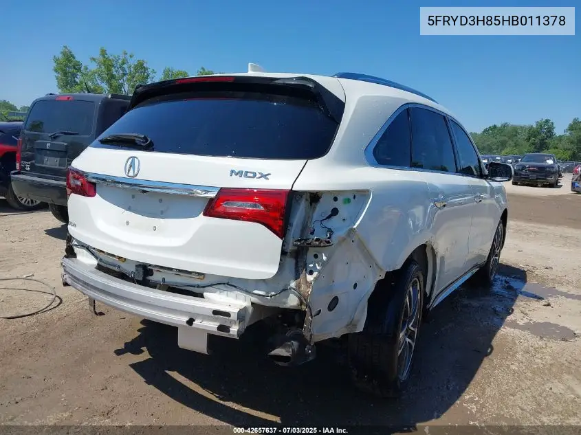 2017 Acura Mdx Advance Package VIN: 5FRYD3H85HB011378 Lot: 42657637