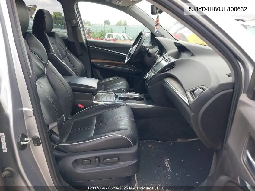 2018 Acura Mdx Elite Package VIN: 5J8YD4H80JL800632 Lot: 12337664