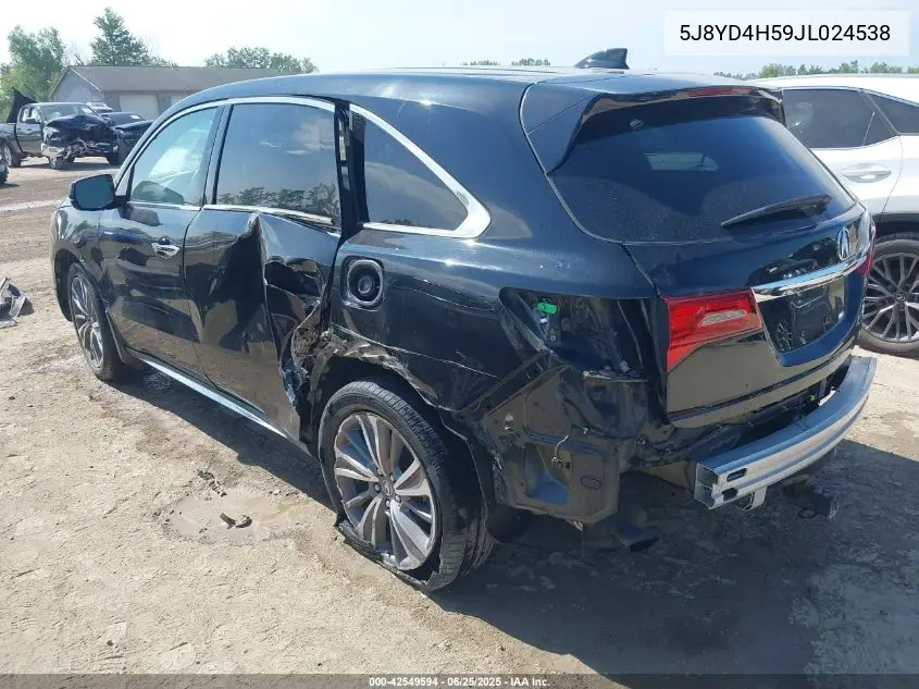 2018 Acura Mdx Technology Package Acurawatch Plus Pkg VIN: 5J8YD4H59JL024538 Lot: 42549594