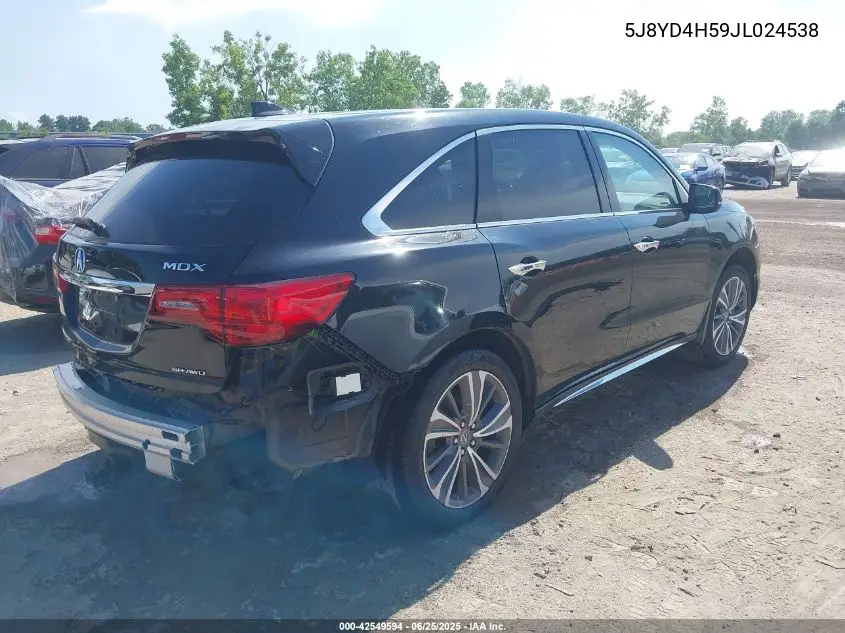 2018 Acura Mdx Technology Package Acurawatch Plus Pkg VIN: 5J8YD4H59JL024538 Lot: 42549594