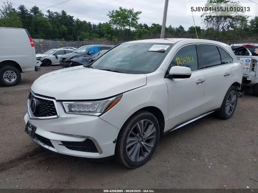 2018 Acura Mdx Technology Package Acurawatch Plus Pkg VIN: 5J8YD4H55JL010913 Lot: 42562969