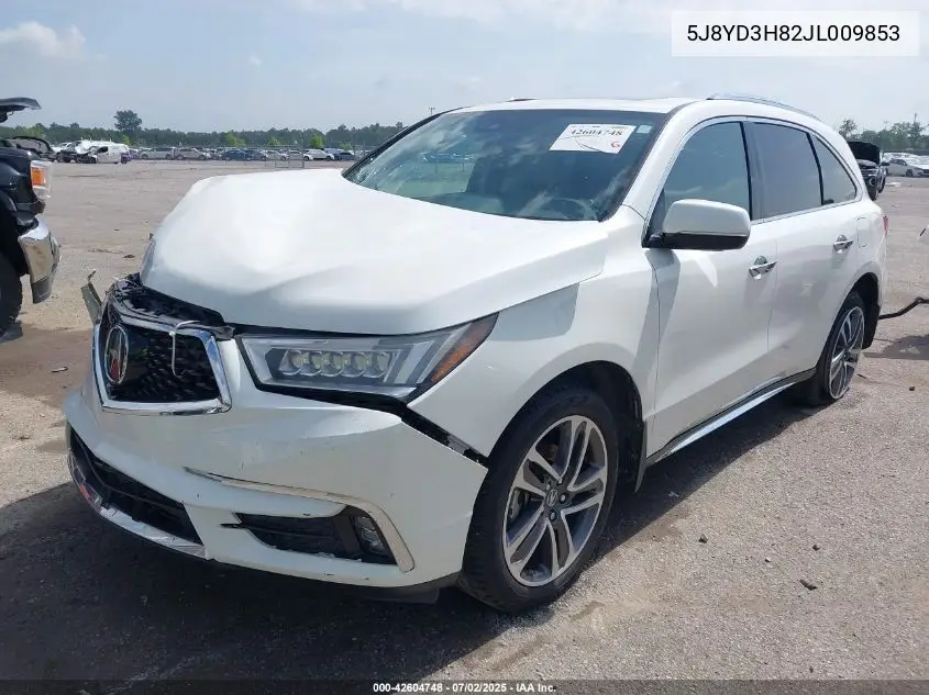 2018 Acura Mdx Advance VIN: 5J8YD3H82JL009853 Lot: 42604748