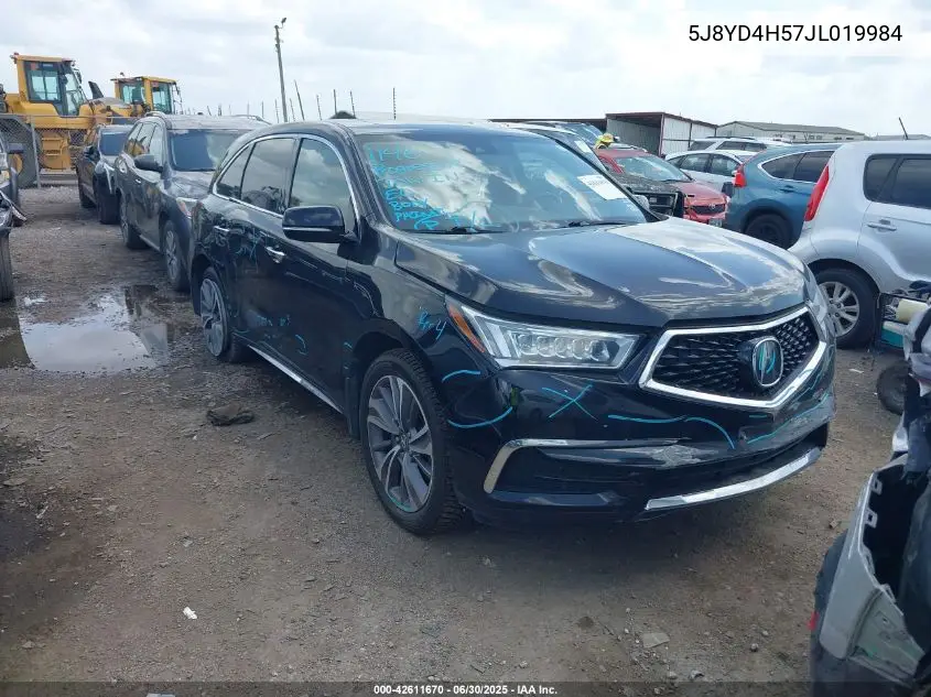 2018 Acura Mdx Technology Package Acurawatch Plus Pkg VIN: 5J8YD4H57JL019984 Lot: 42611670