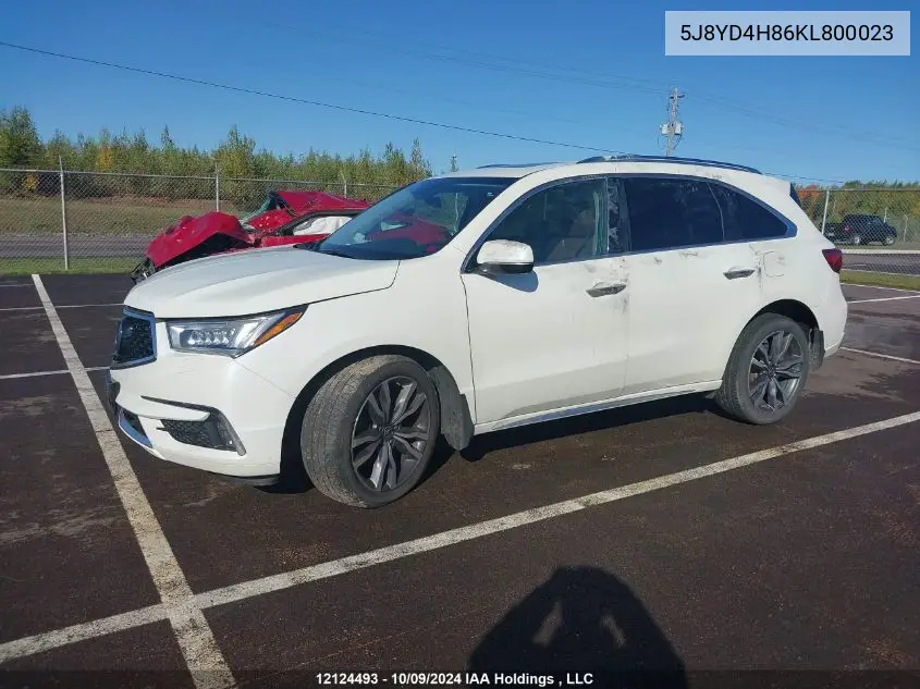2019 Acura Mdx Advance VIN: 5J8YD4H86KL800023 Lot: 12124493
