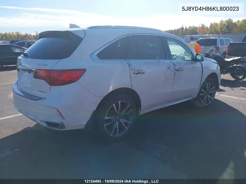 2019 Acura Mdx Advance VIN: 5J8YD4H86KL800023 Lot: 12124493