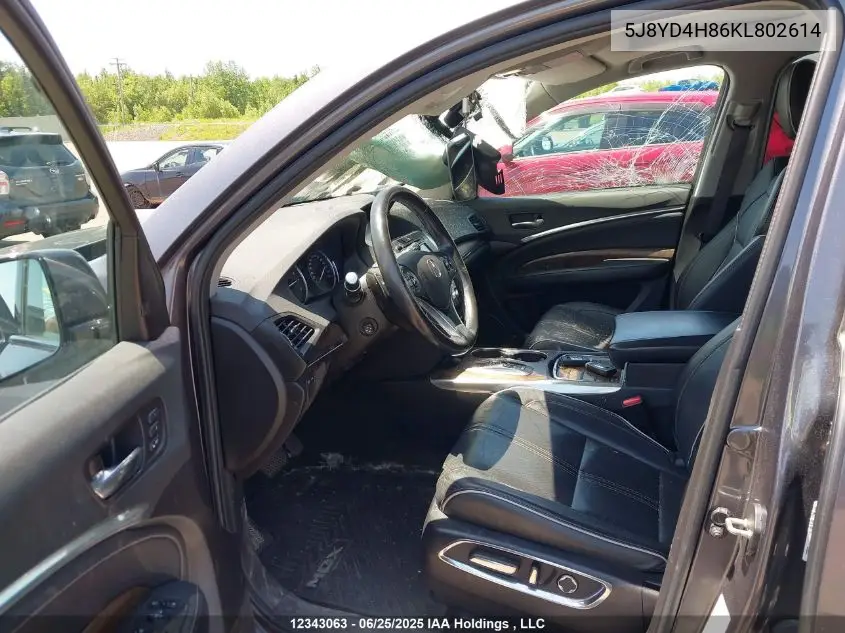 2019 Acura Mdx Advance VIN: 5J8YD4H86KL802614 Lot: 12343063
