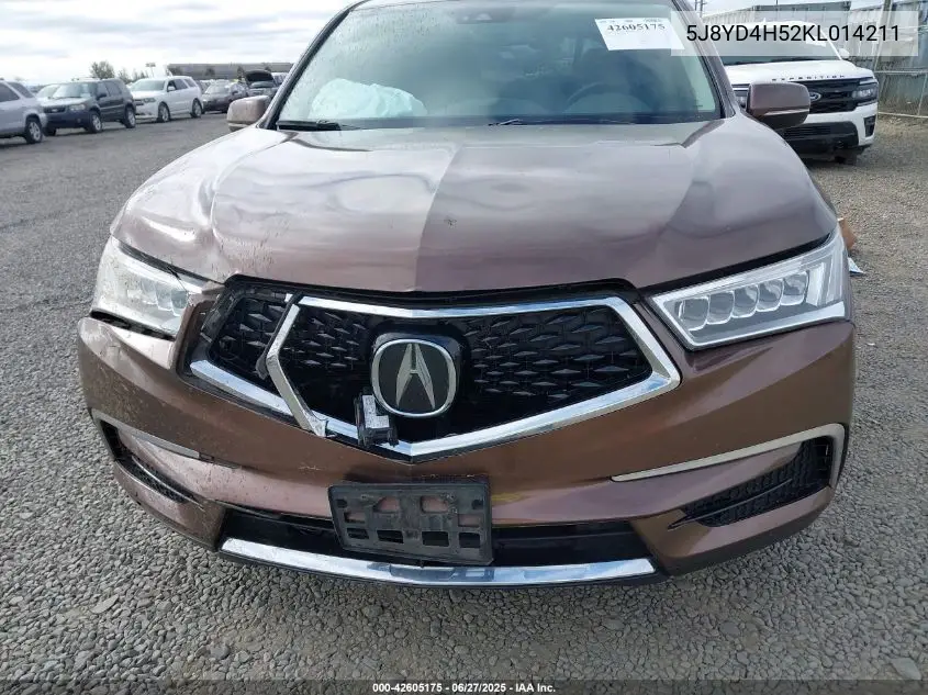 2019 Acura Mdx Tech Pkg VIN: 5J8YD4H52KL014211 Lot: 42605175