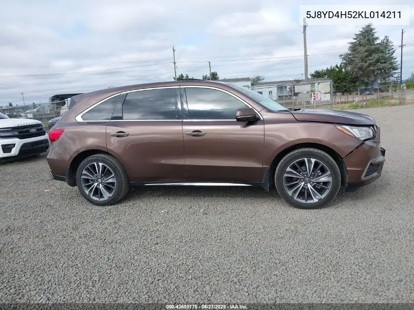 2019 Acura Mdx Tech Pkg VIN: 5J8YD4H52KL014211 Lot: 42605175