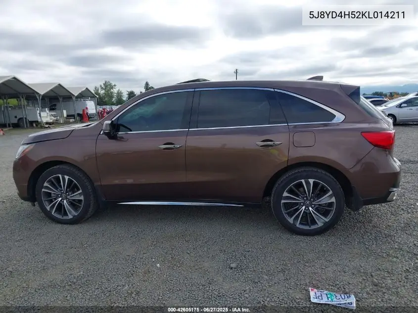 2019 Acura Mdx Tech Pkg VIN: 5J8YD4H52KL014211 Lot: 42605175