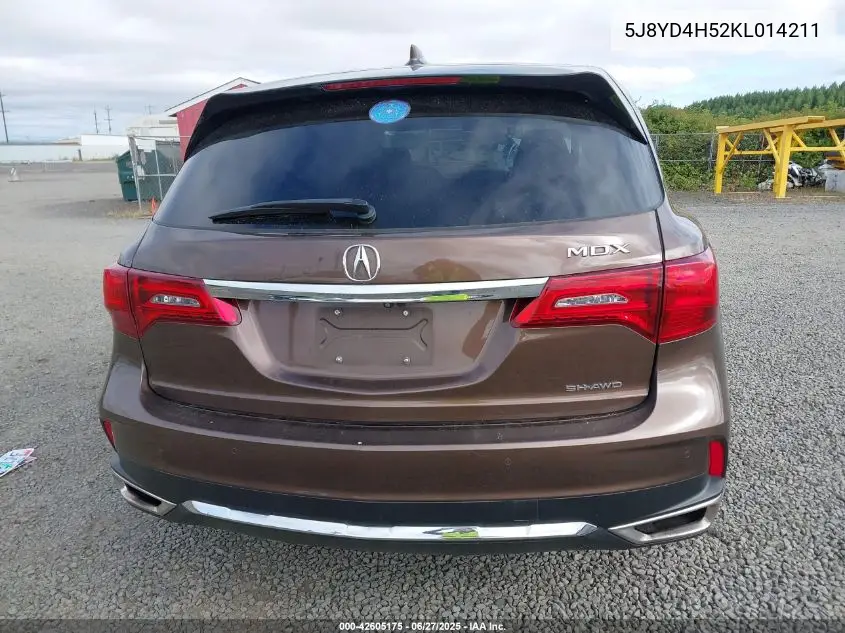 2019 Acura Mdx Tech Pkg VIN: 5J8YD4H52KL014211 Lot: 42605175