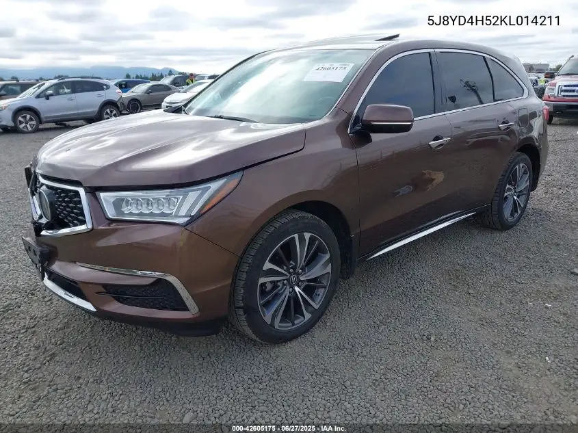 2019 Acura Mdx Tech Pkg VIN: 5J8YD4H52KL014211 Lot: 42605175