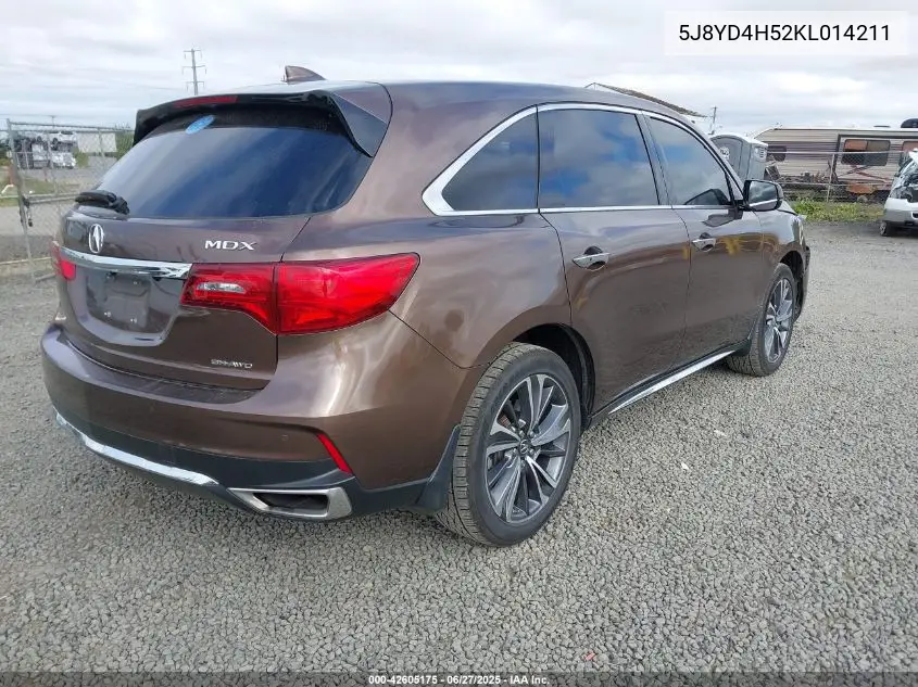2019 Acura Mdx Tech Pkg VIN: 5J8YD4H52KL014211 Lot: 42605175