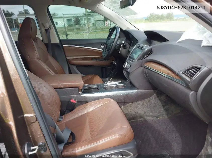 2019 Acura Mdx Tech Pkg VIN: 5J8YD4H52KL014211 Lot: 42605175