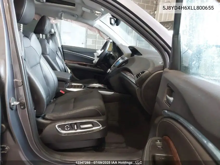 2020 Acura Mdx Tech Plus VIN: 5J8YD4H6XLL800655 Lot: 12347268