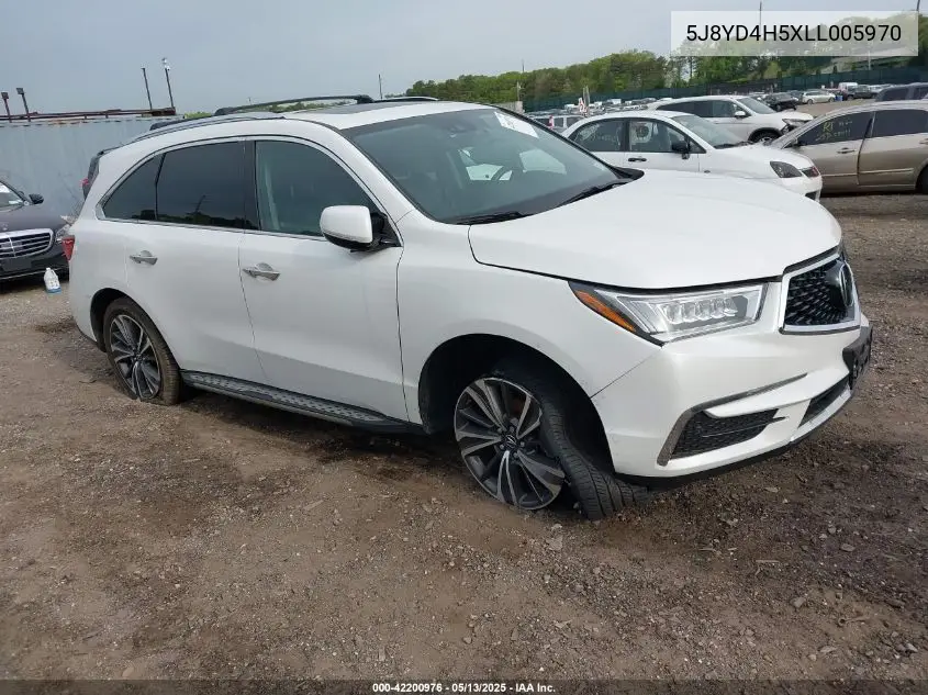 2020 Acura Mdx Technology Package VIN: 5J8YD4H5XLL005970 Lot: 42200976