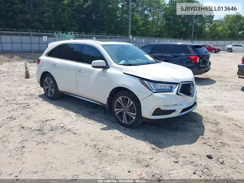 2020 Acura Mdx Technology Package VIN: 5J8YD3H55LL013646 Lot: 42567756
