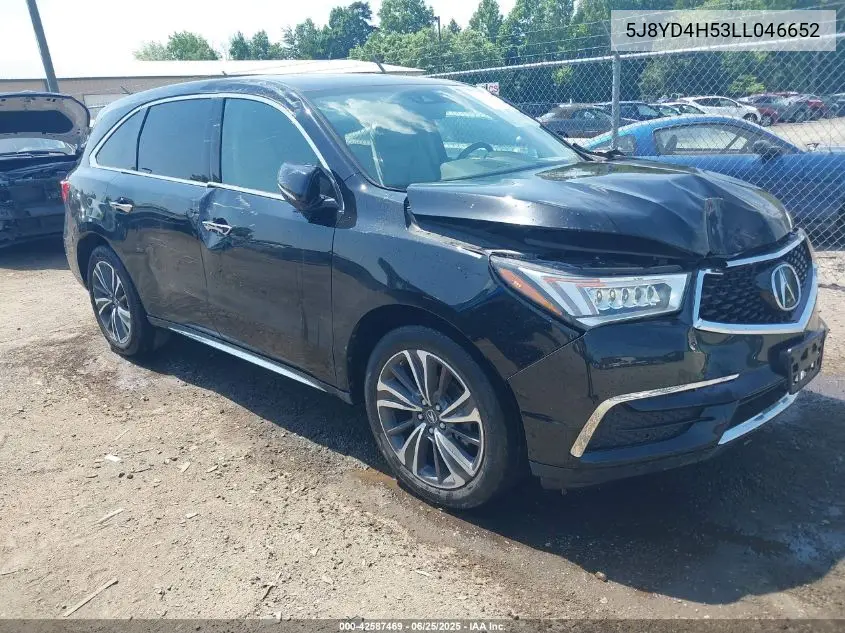 2020 Acura Mdx Technology VIN: 5J8YD4H53LL046652 Lot: 42587469