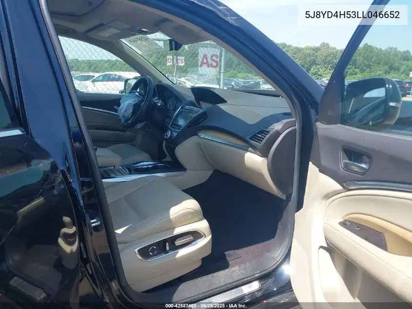 2020 Acura Mdx Technology VIN: 5J8YD4H53LL046652 Lot: 42587469