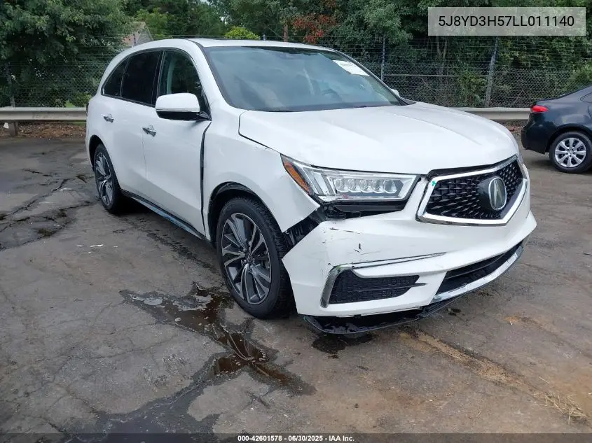 2020 Acura Mdx Technology Package VIN: 5J8YD3H57LL011140 Lot: 42601578