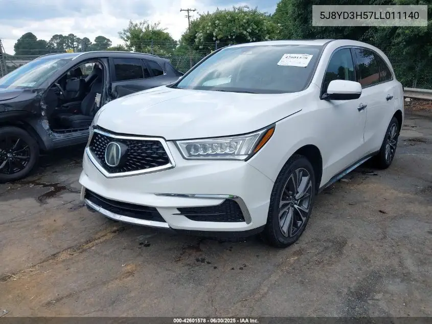 2020 Acura Mdx Technology Package VIN: 5J8YD3H57LL011140 Lot: 42601578
