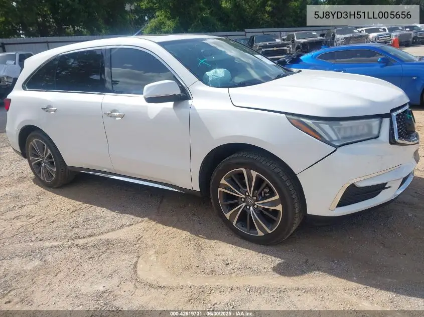 2020 Acura Mdx Technology Package VIN: 5J8YD3H51LL005656 Lot: 42619731