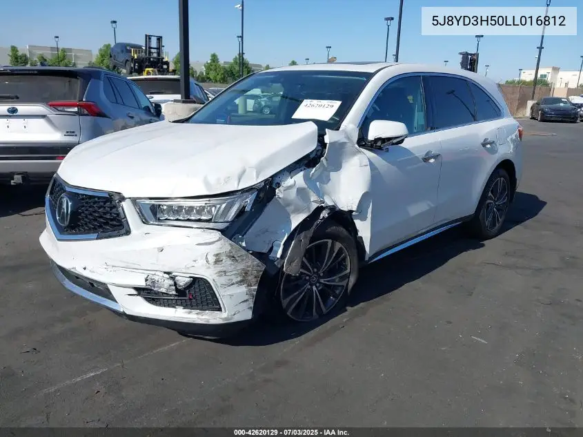 2020 Acura Mdx Technology Package VIN: 5J8YD3H50LL016812 Lot: 42620129